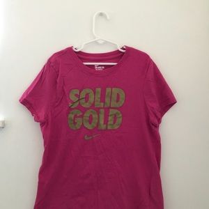 Pink solid gold nike t-shirt